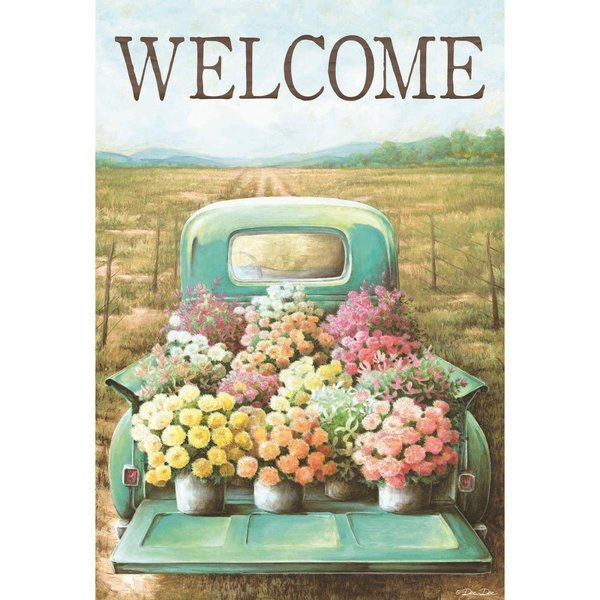 Magnolia Garden Flags 13 x 18 in. Welcome Flower Truck Polyester Garden Flag MA85700